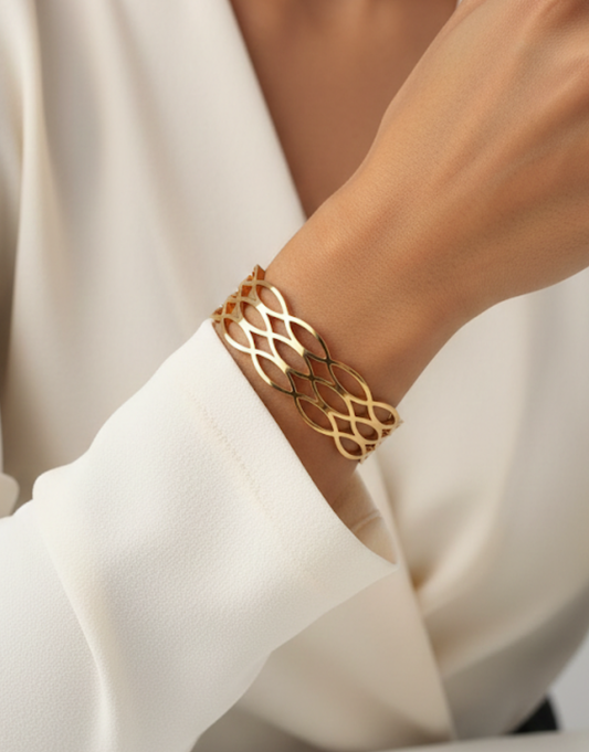 Intricate Geometric Marquise Openwork Bracelet