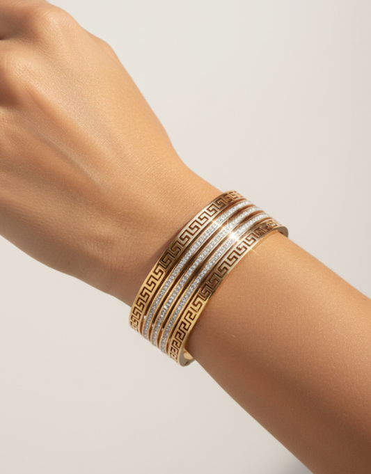Empress Greek Key Multi-Row Cuff – Pavé Accents( baby size)