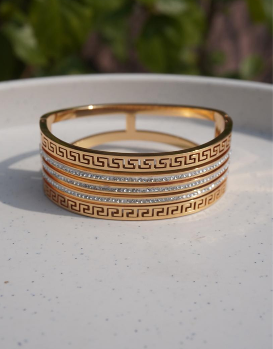 Empress Greek Key Multi-Row Cuff – Pavé Accents( baby size)