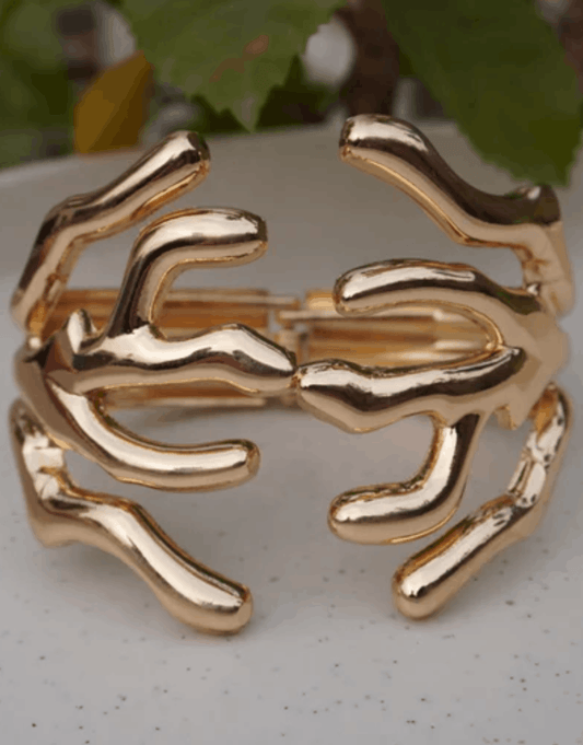 Golden Wave Hug Cuff Bracelet – Modern Statement Design