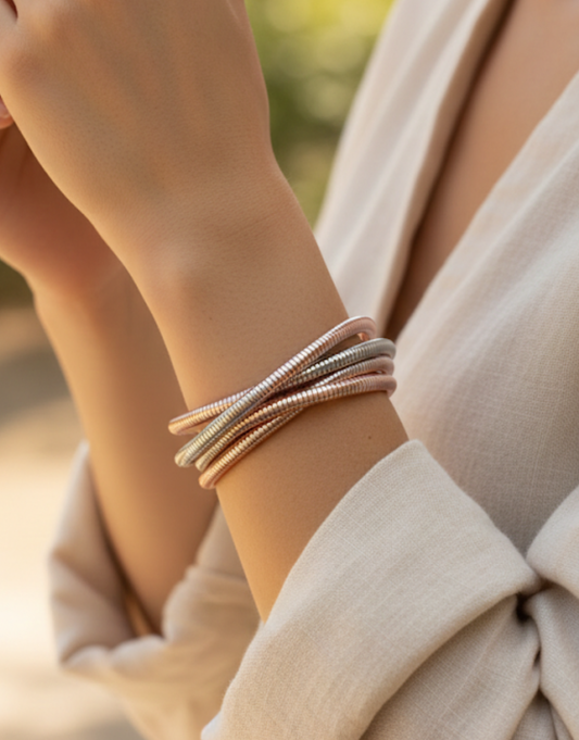 Dual-Tone Serpentine Wrap Bracelet