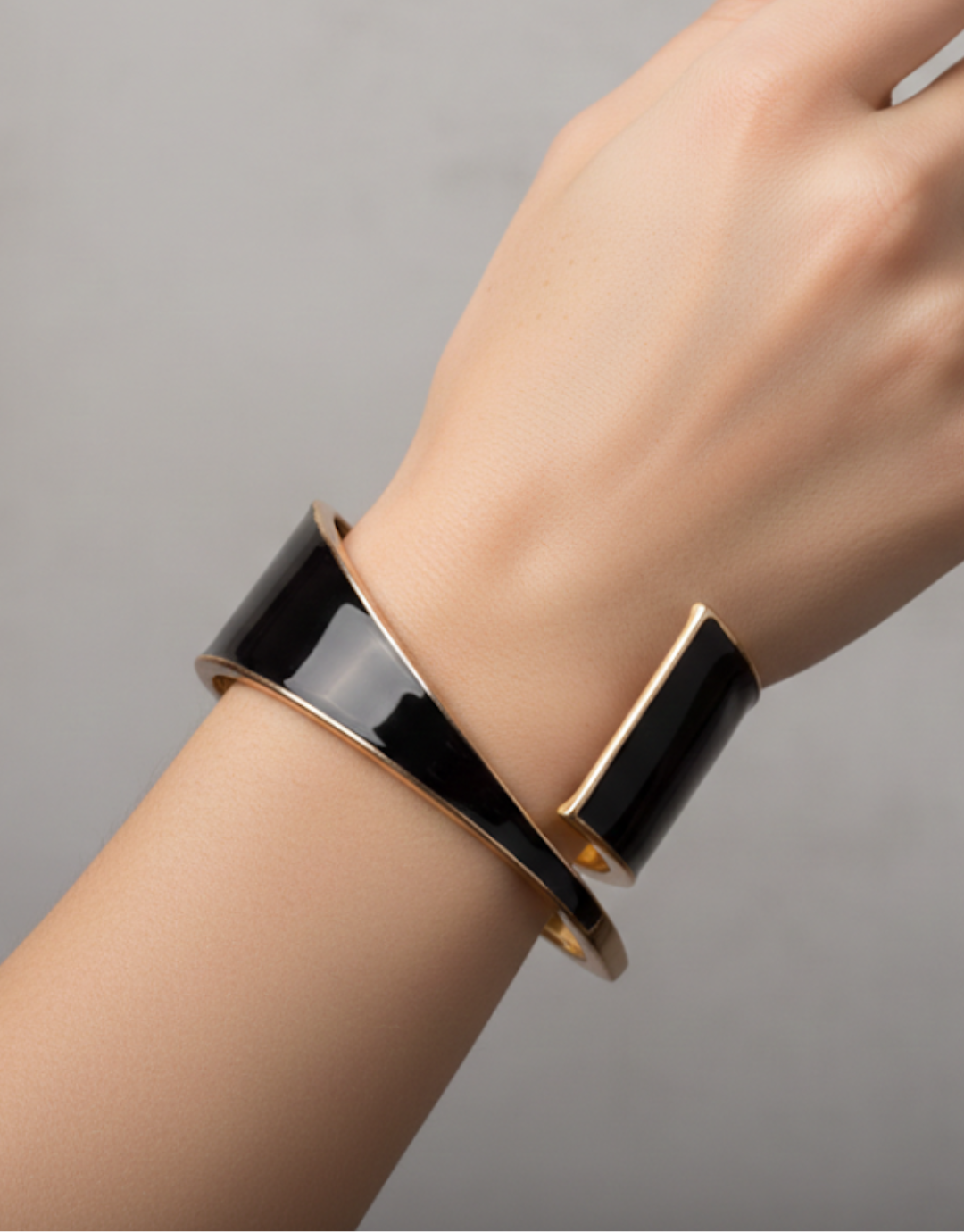 Blush Enamel Open Cuff Bracelet – Elegant Minimal Statement