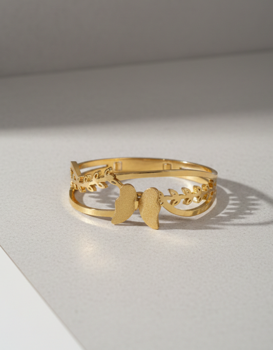 Ethereal Butterfly & Laurel Leaf Open Bangle