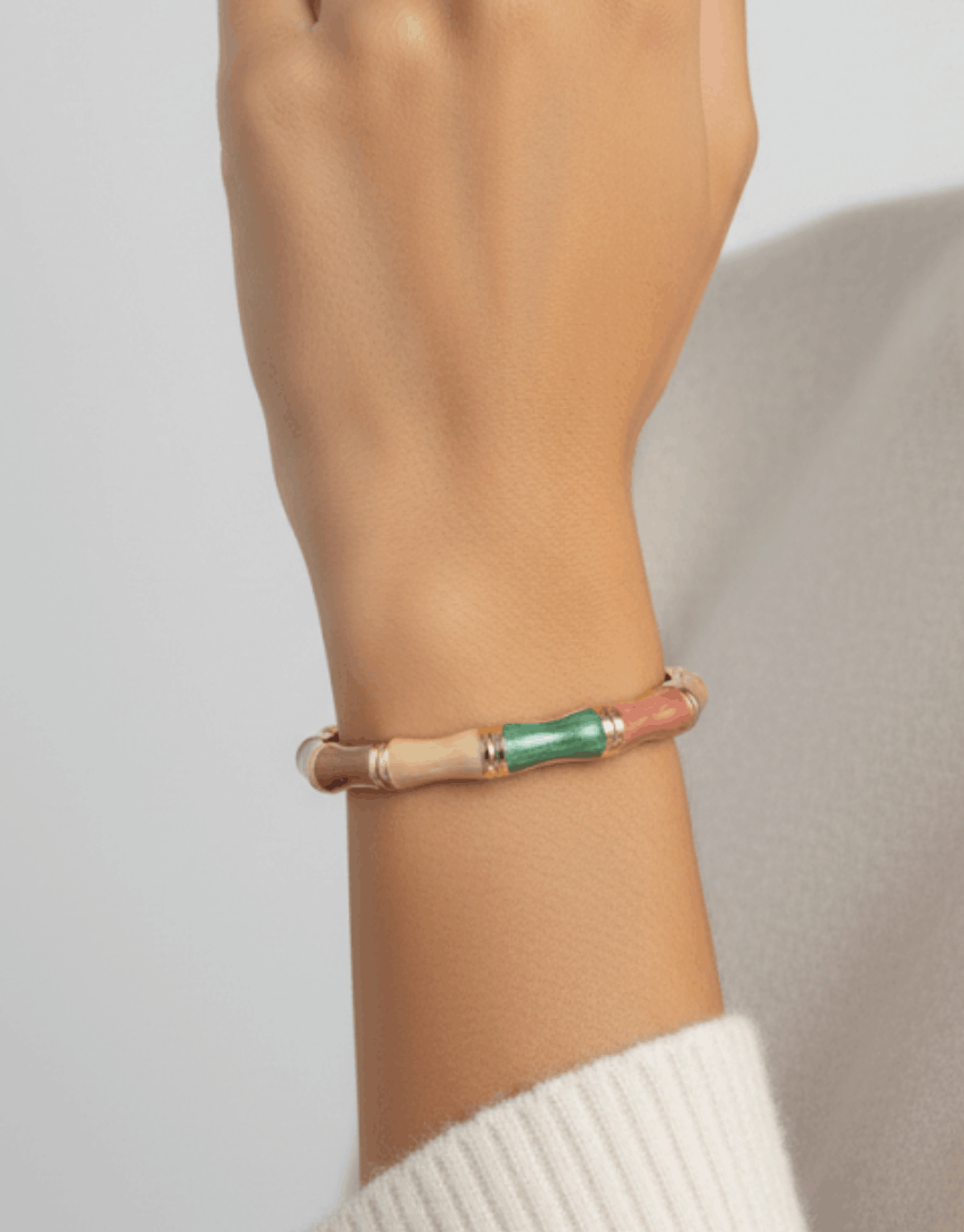 Multi-Tone Resin Bamboo-Style Bangle