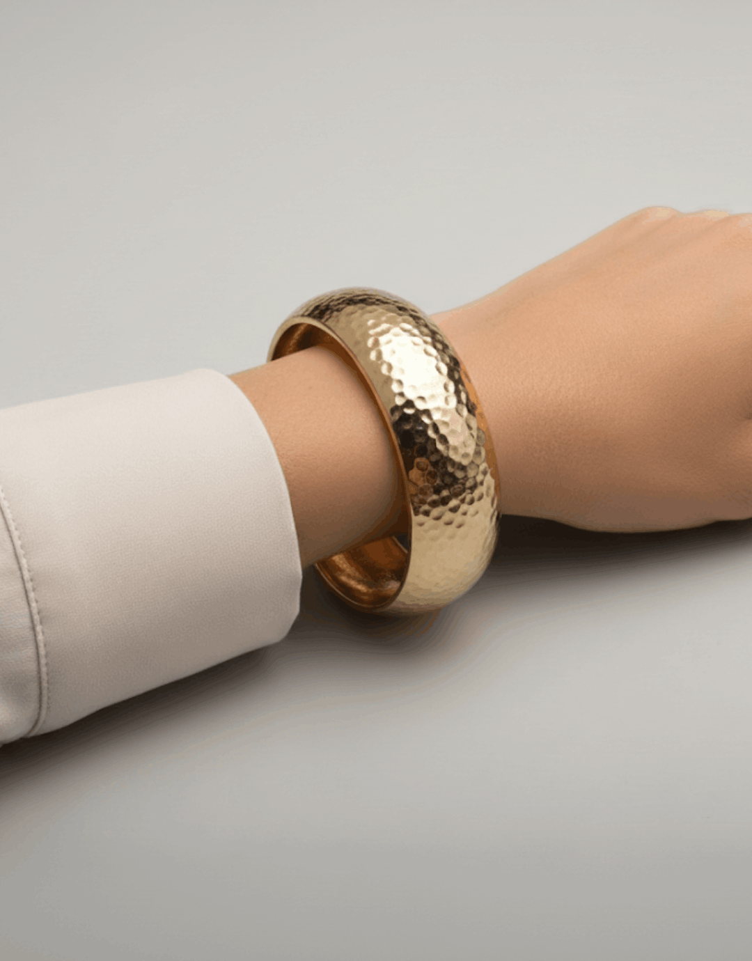 Hammered Gold Statement Bangle – Chunky Hinged Cuff Bracelet