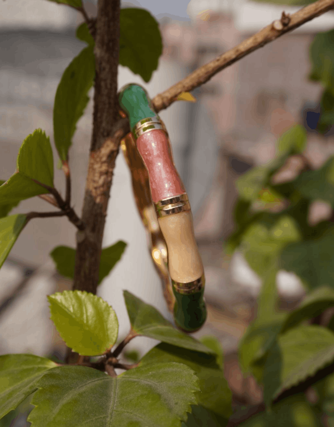 Multi-Tone Resin Bamboo-Style Bangle