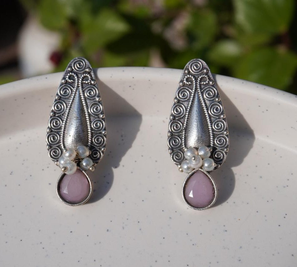 Natural Baltic Amber & Silver Studs