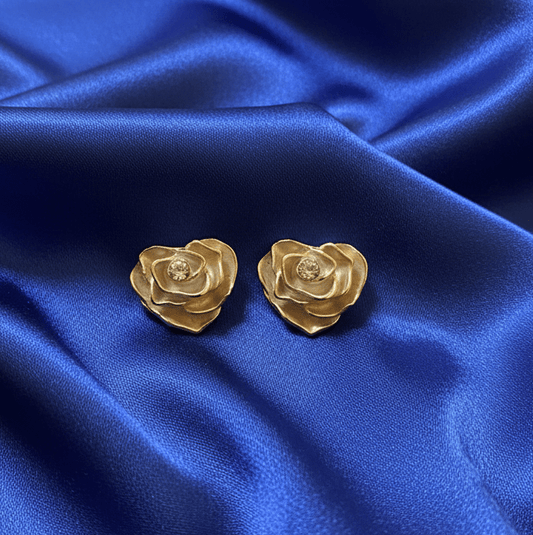 Golden Rose Stud Earrings