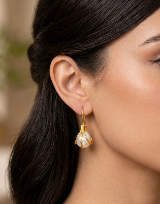 Gilded Lily Pearl Drop Earrings