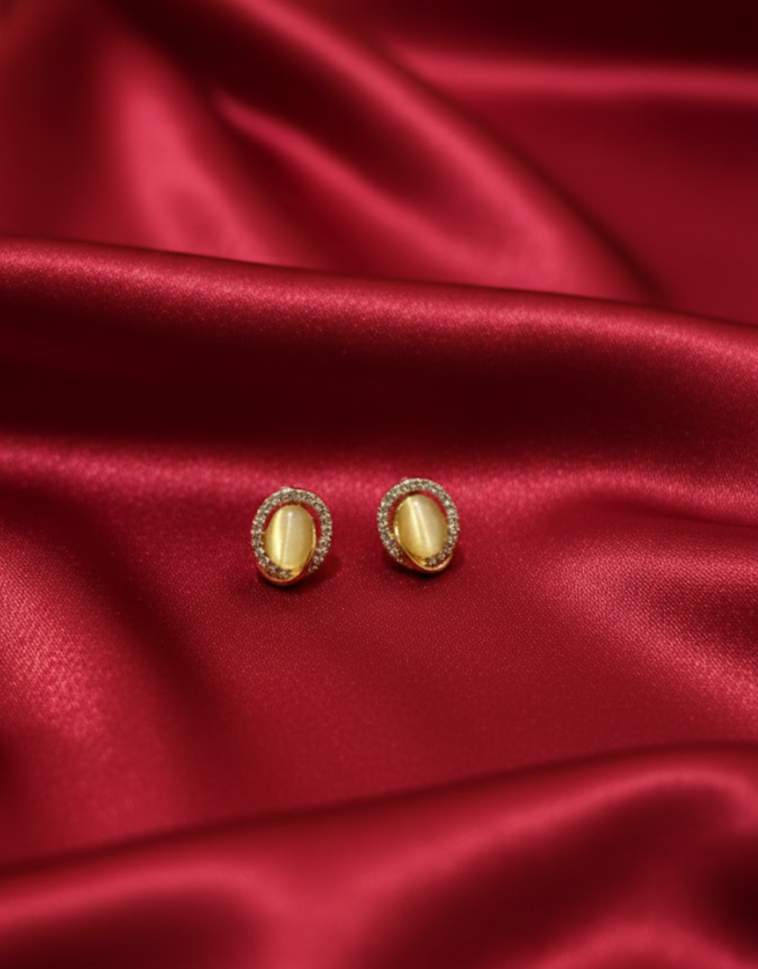 Yellow Oval Gemstone Halo Earrings