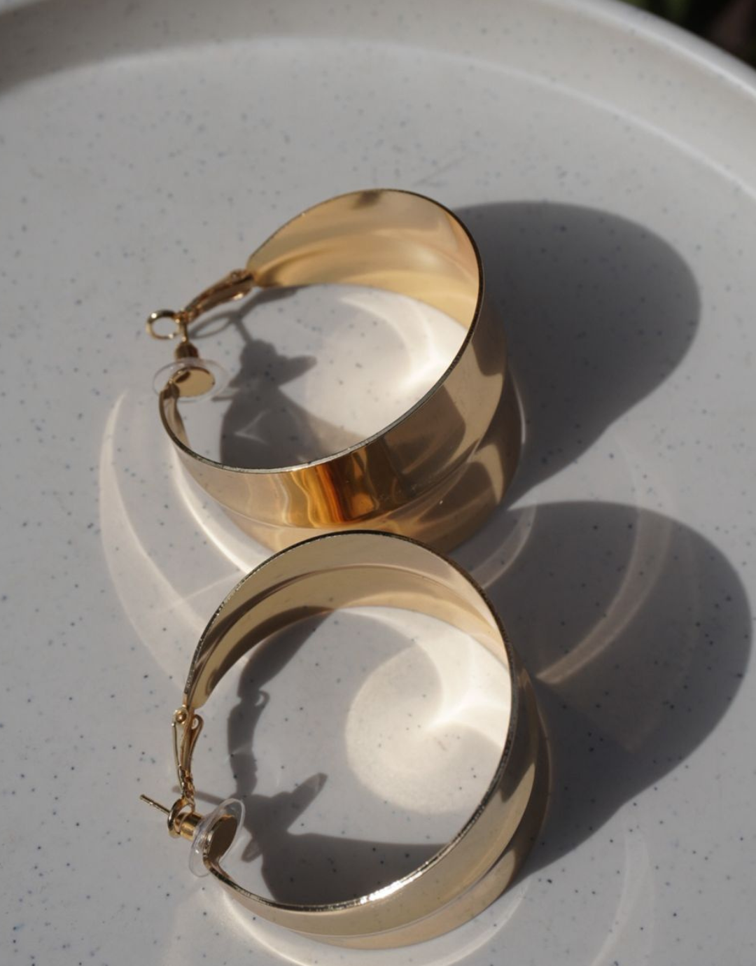 Aria Wide Ribbon Hoop Earrings in Golden