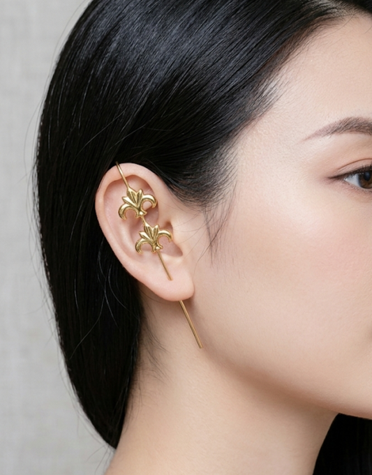 Golden French Lily Pin Ear Cuff |