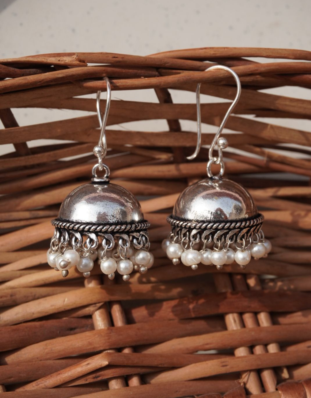 Jhumka Earrings with Pearl Droplets | Traditional Indian Ethnic Jhumkis for Women