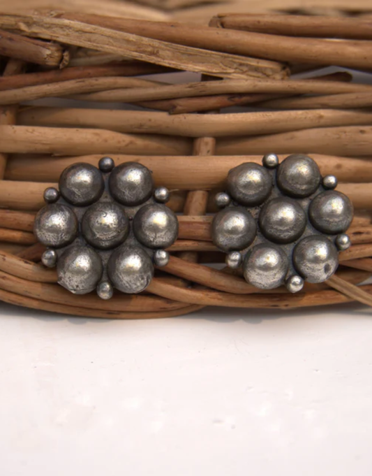 Vintage Silver Cluster Stud Earrings