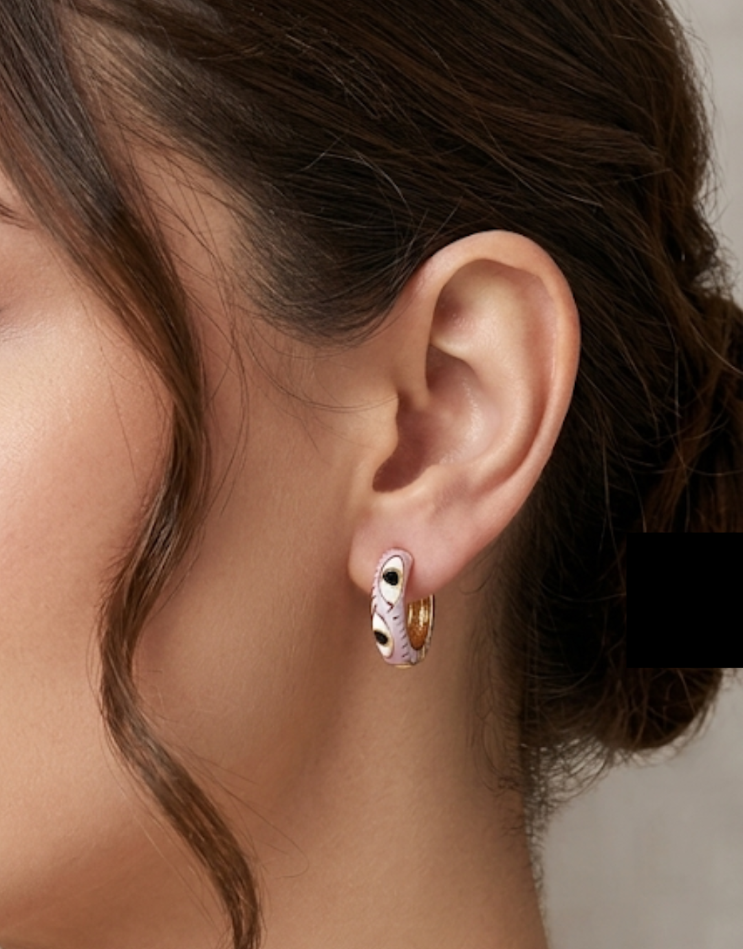 The "Mystic Mauve" Evil Eye Enamel Hoop Earrings