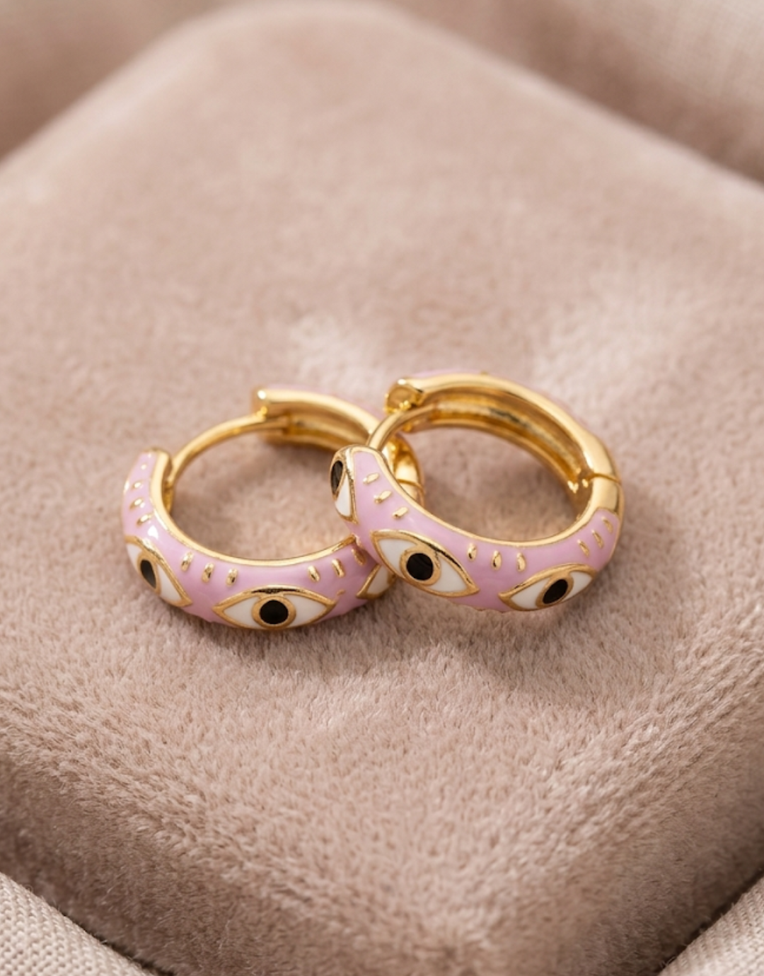 The "Mystic Mauve" Evil Eye Enamel Hoop Earrings