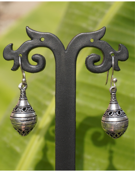 Oxidised Silver Drop Earrings for Women