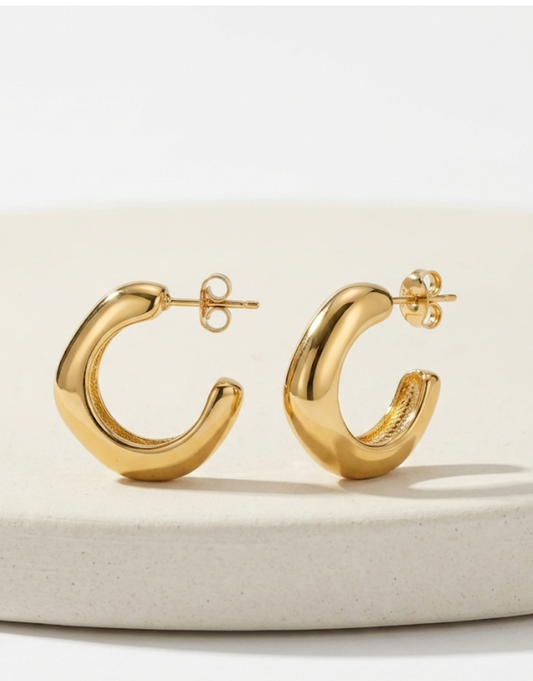 Chunky Golden Squoval Hoop Earrings | Bold Geometric Minimalist Jewelry
