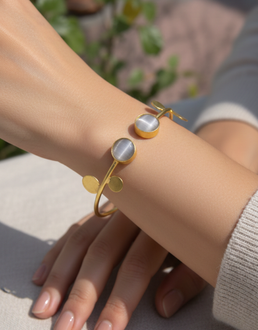 Moonlit Foliage Open Cuff Bangle