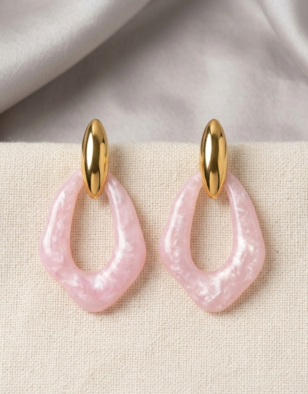 Aurora Pink Marble Resin Drop Earrings