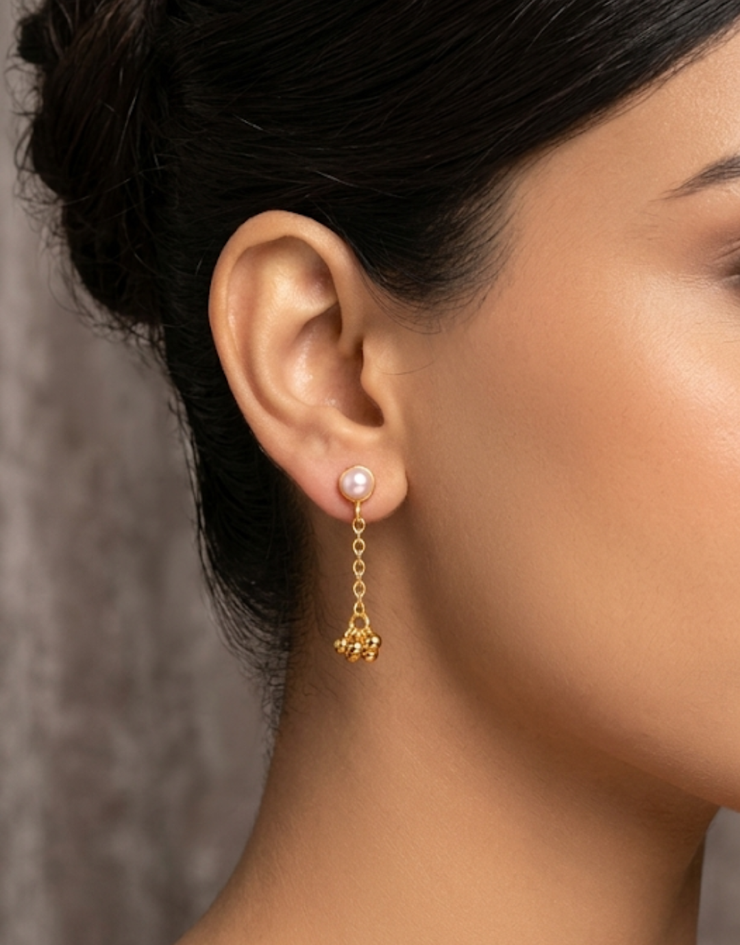 Minimalist Pearl & Golden Chain Drop Earrings for Women