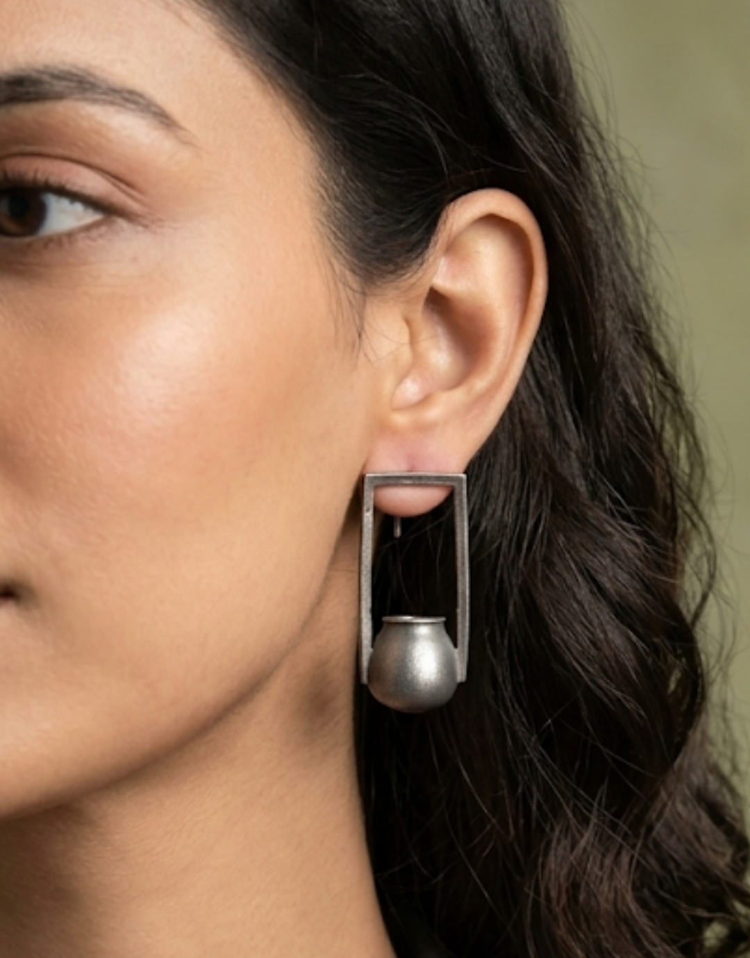 Minimalist Rectangular Cauldron Drop Earrings