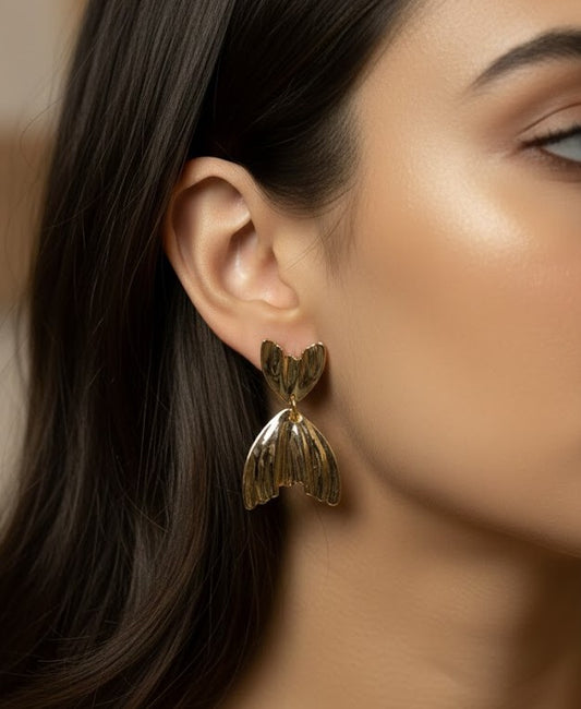 Golden Ginkgo-Inspired Statement Earrings