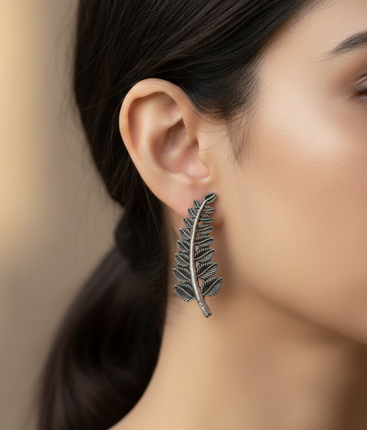 German Silver Leaf Earrings