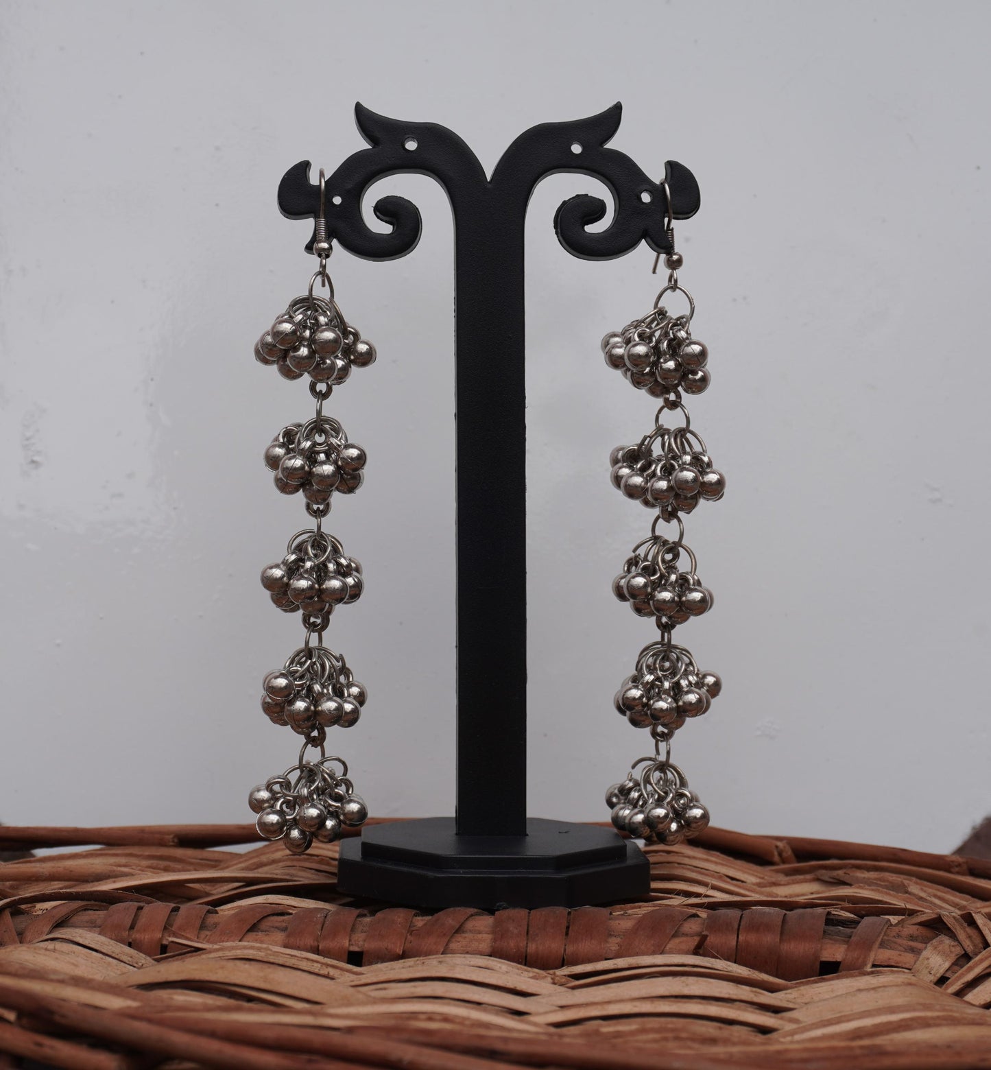 Extra Long Kashmiri Style Ball Drop Earrings