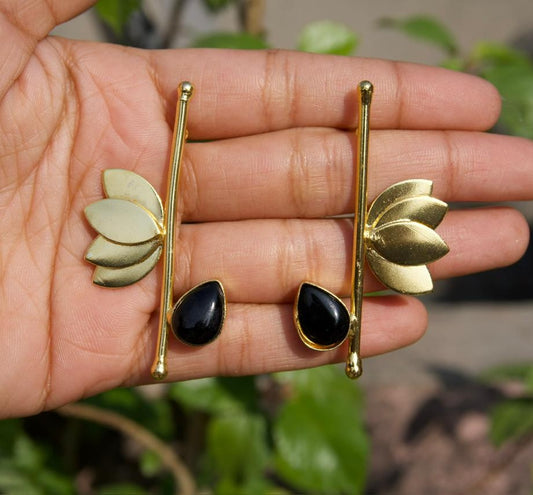 Artisan Crafted Golden Lotus Dangler Earrings