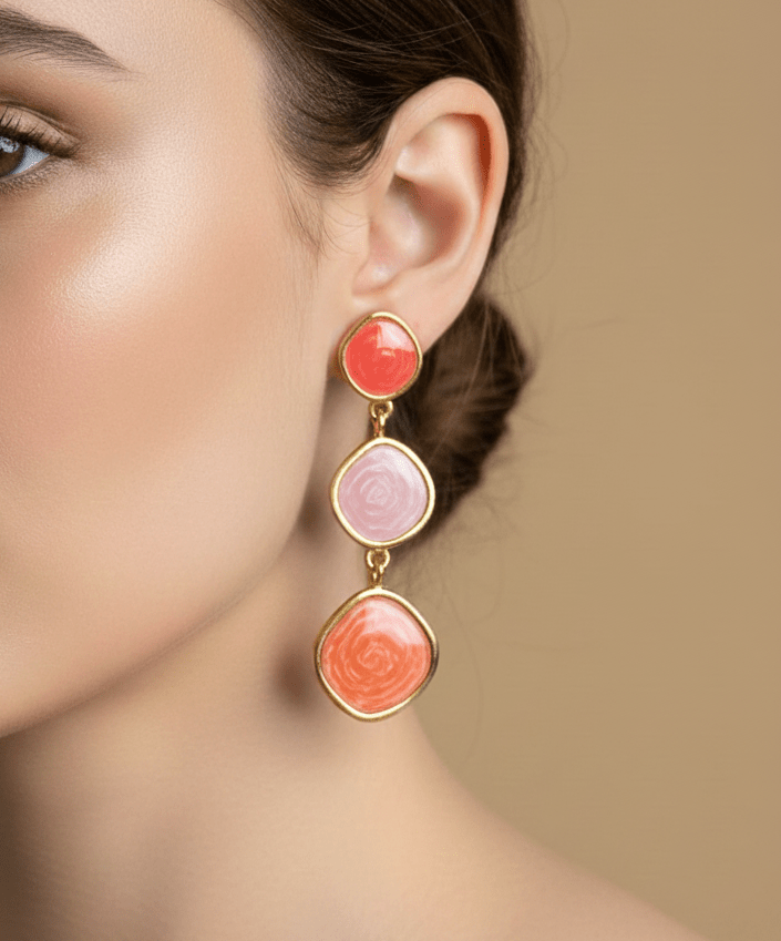 Abstract Cascade Drop Earrings | Ombre Artistic Statement Jewelry