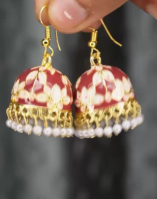 Dangle Earrings with Colorful Dots and Ghungroo Tassels