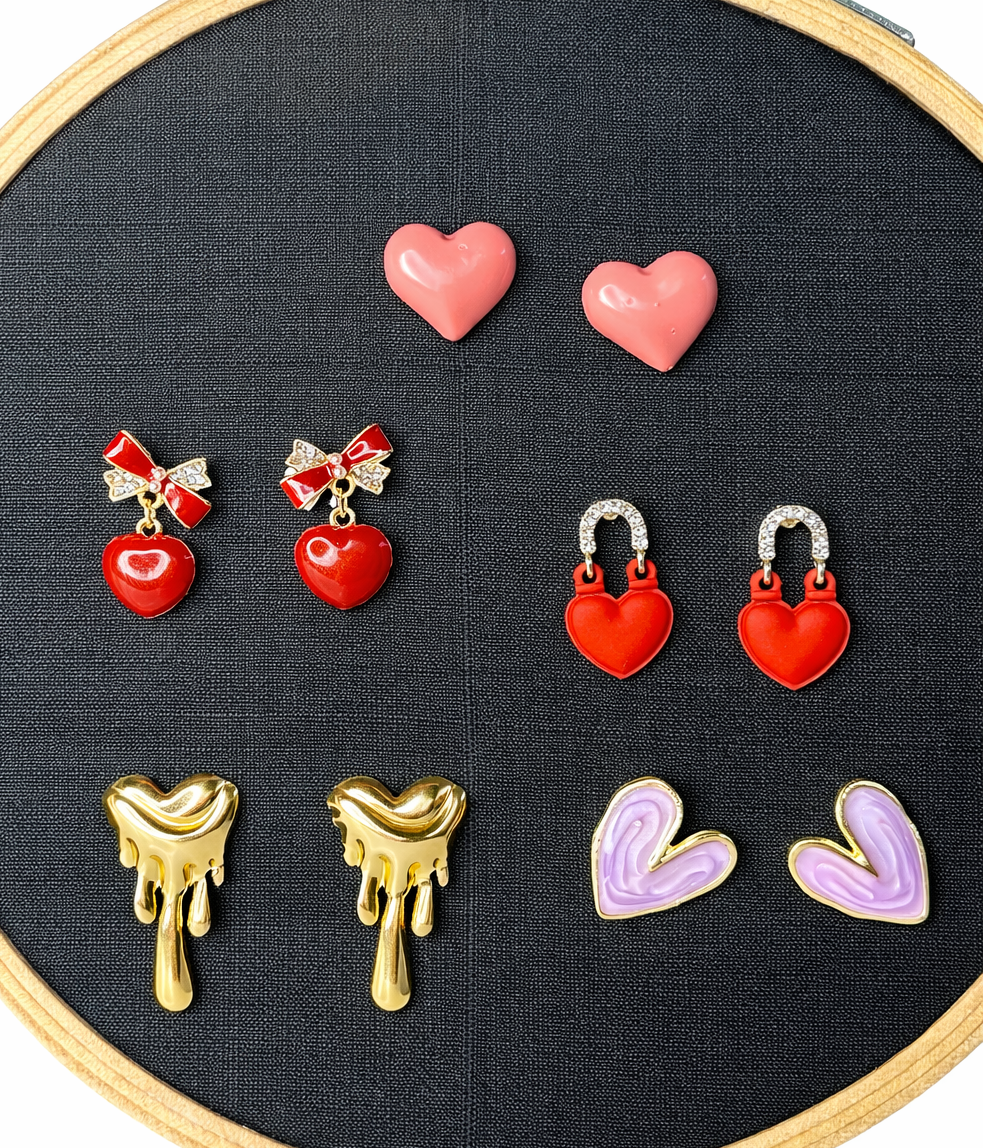 Luxe Hearts Multi-Pack | 5 Sets of Earrings